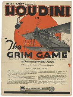 Appraisal: The Grim Game Promotional Brochure Harry Houdini Houdini Harry Ehrich