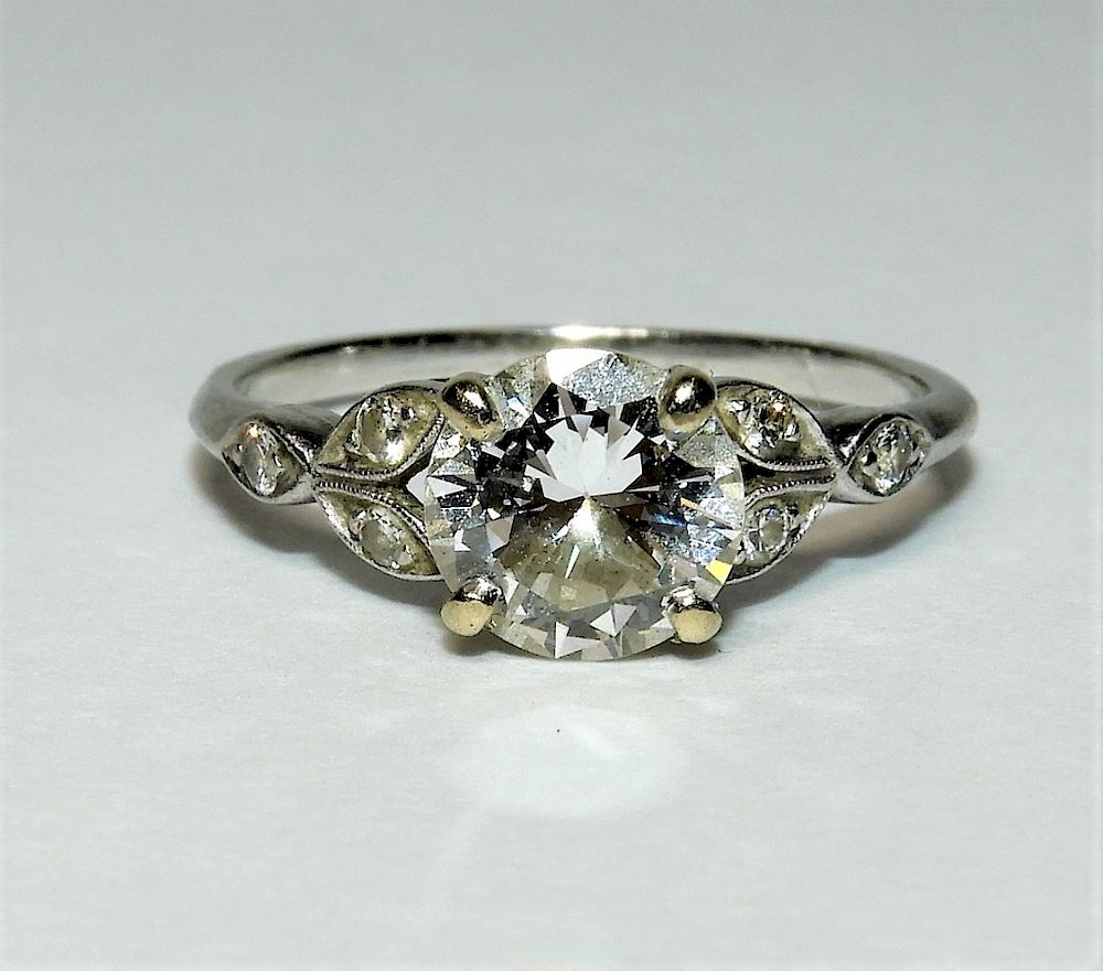 Appraisal: K White Gold Moissanite Engagement Ring Contemporary Round cut brilliant