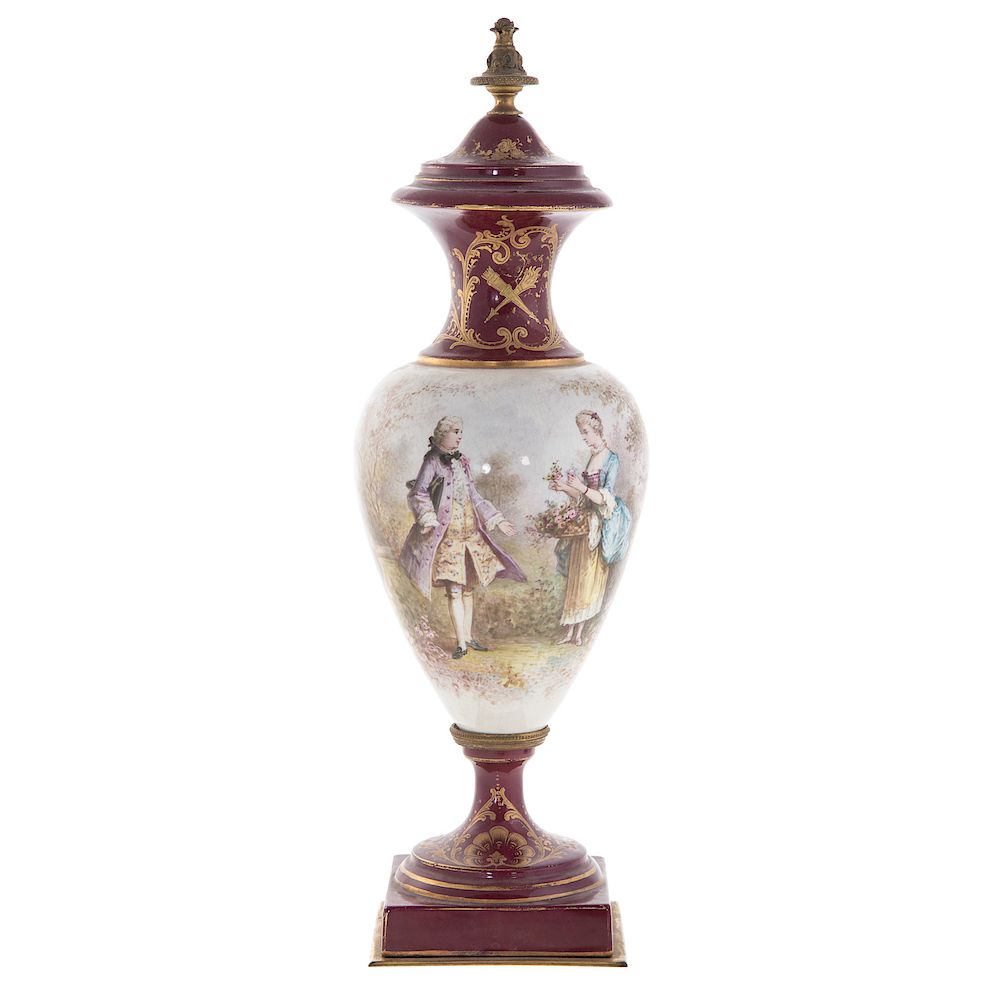 Appraisal: Sevres Manner Painted Urn late th early th century burgundy