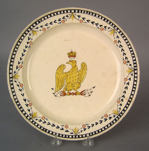 Appraisal: Creamware plate early th c with eagle decoration dia