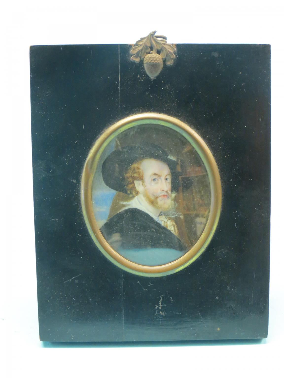 Appraisal: A th century portrait miniature on ivory bearded gentleman with