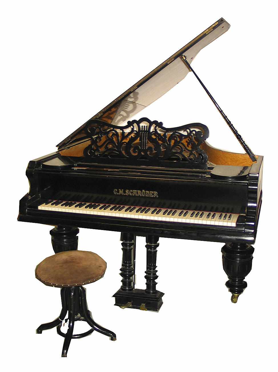 Appraisal: A C M Schroder ebonized grand piano late th centuryheight