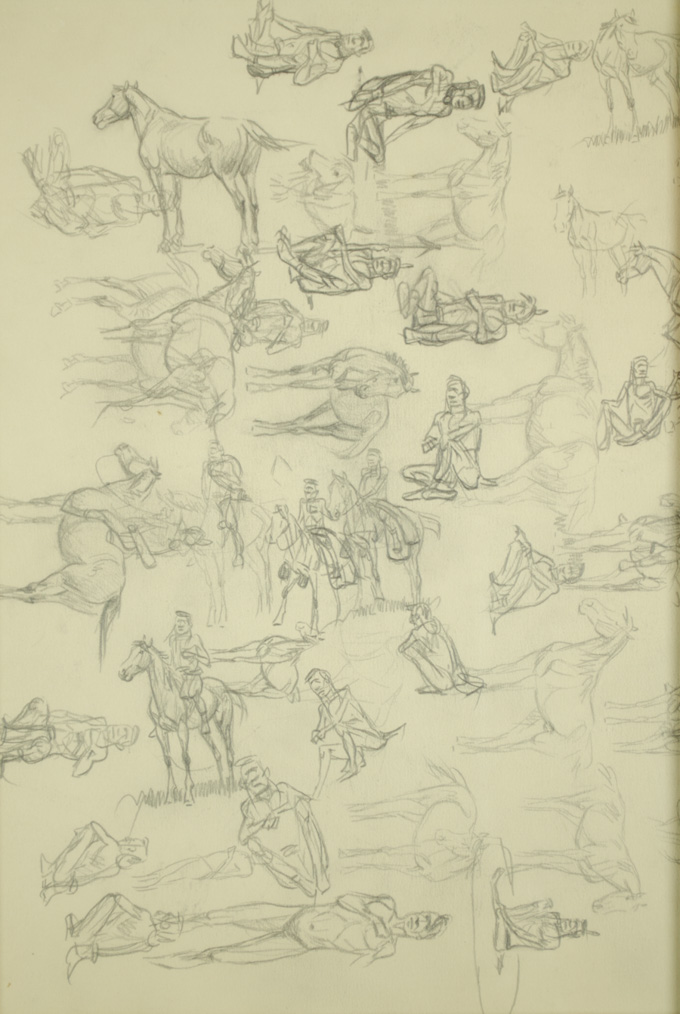 Appraisal: ATTRIBUTED TO OLAF CARL SELTZER DOUBLE-SIDED SKETCH PAPER Montana Denmark