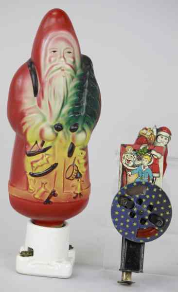 Appraisal: LARGE SANTA LIGHT BULB SPINNER Large glass Santa glass light