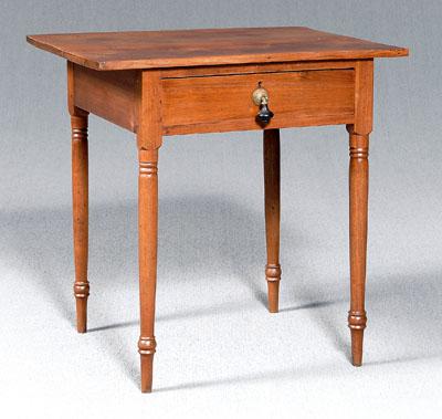 Appraisal: Southern walnut one-drawer table yellow pine and poplar secondary drawer