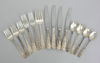 Appraisal: A Group of Kirk Son Repousse Flatware Containing two luncheon