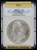 Appraisal: ONE GRADED CASED MORGAN SILVER DOLLAR Graded by SGS -O