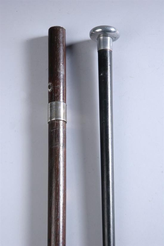 Appraisal: TWO RELIC CANES One with metal knob handle marked Made