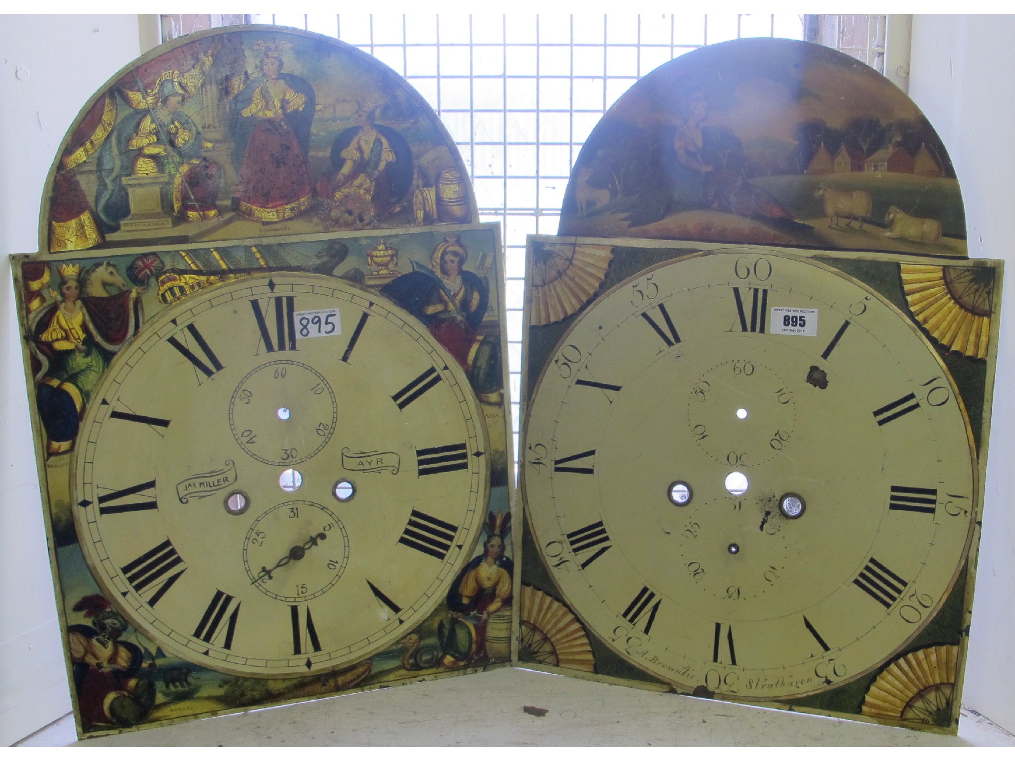 Appraisal: Two Victorian longcase enamel clock faces marked Jas Miller Ayr