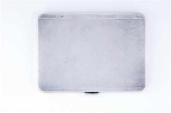 Appraisal: English sterling cigarette case Birmingham dated engine-turned panel-hinged case with