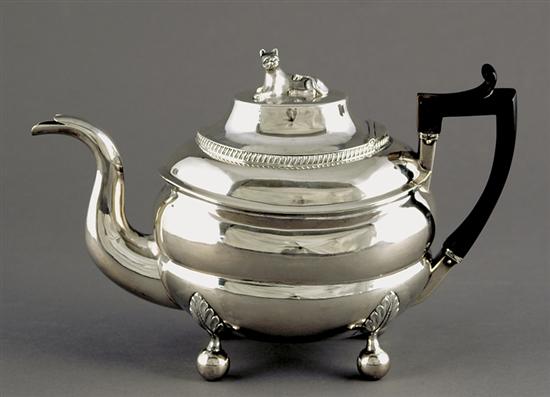 Appraisal: Fine Southern coin silver teapot Marquand Savannah Georgia circa feline