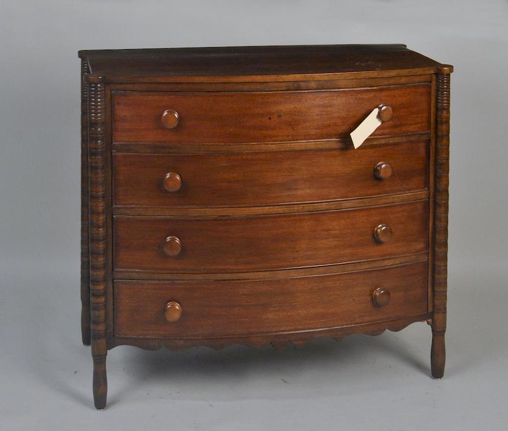 Appraisal: Massachusetts Sheraton Mahogany Swell Front Chest having a shaped top