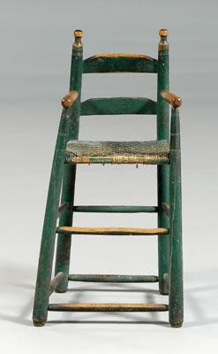 Appraisal: Georgia green-painted highchair birch maple and other mixed woods early