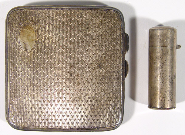 Appraisal: Cylindrical silver cased glass scent bottle Chester together with an