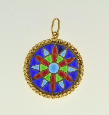 Appraisal: An k Gold and Plique-A-Jour Enamel Pendant k yellow gold