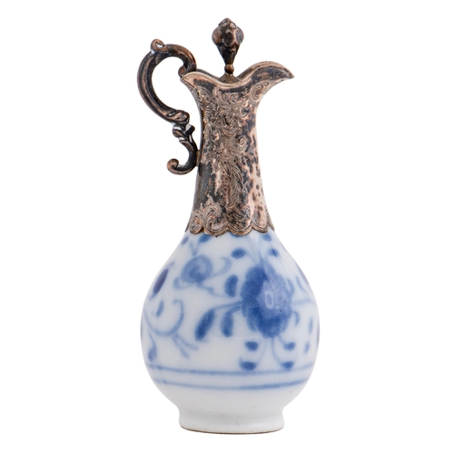 Appraisal: A Continental silver mounted blue and white porcelain scent flask