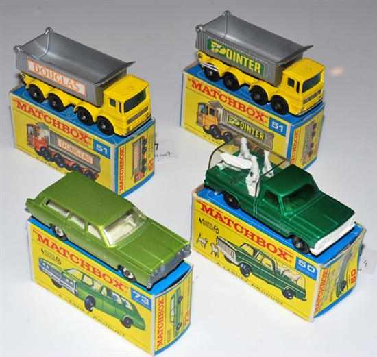 Appraisal: FOUR MATCHBOX - SERIES MODELS INCLUDING C FORD KENNEL TRUCK