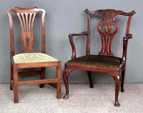 Appraisal: A George III mahogany armchair with shaped crest rail and