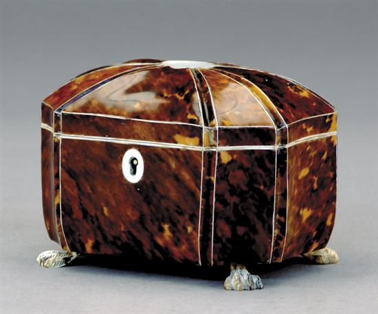 Appraisal: Regency style inlaid shell tea caddy late th early th