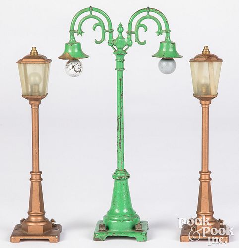 Appraisal: THREE LIONEL STREET LIGHTSThree Lionel street lights to include two