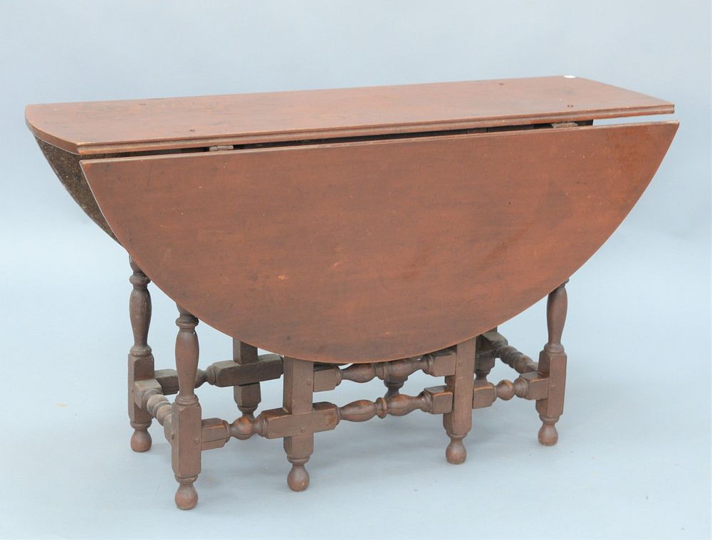 Appraisal: William Mary Gateleg Dining Room Table in old red paint