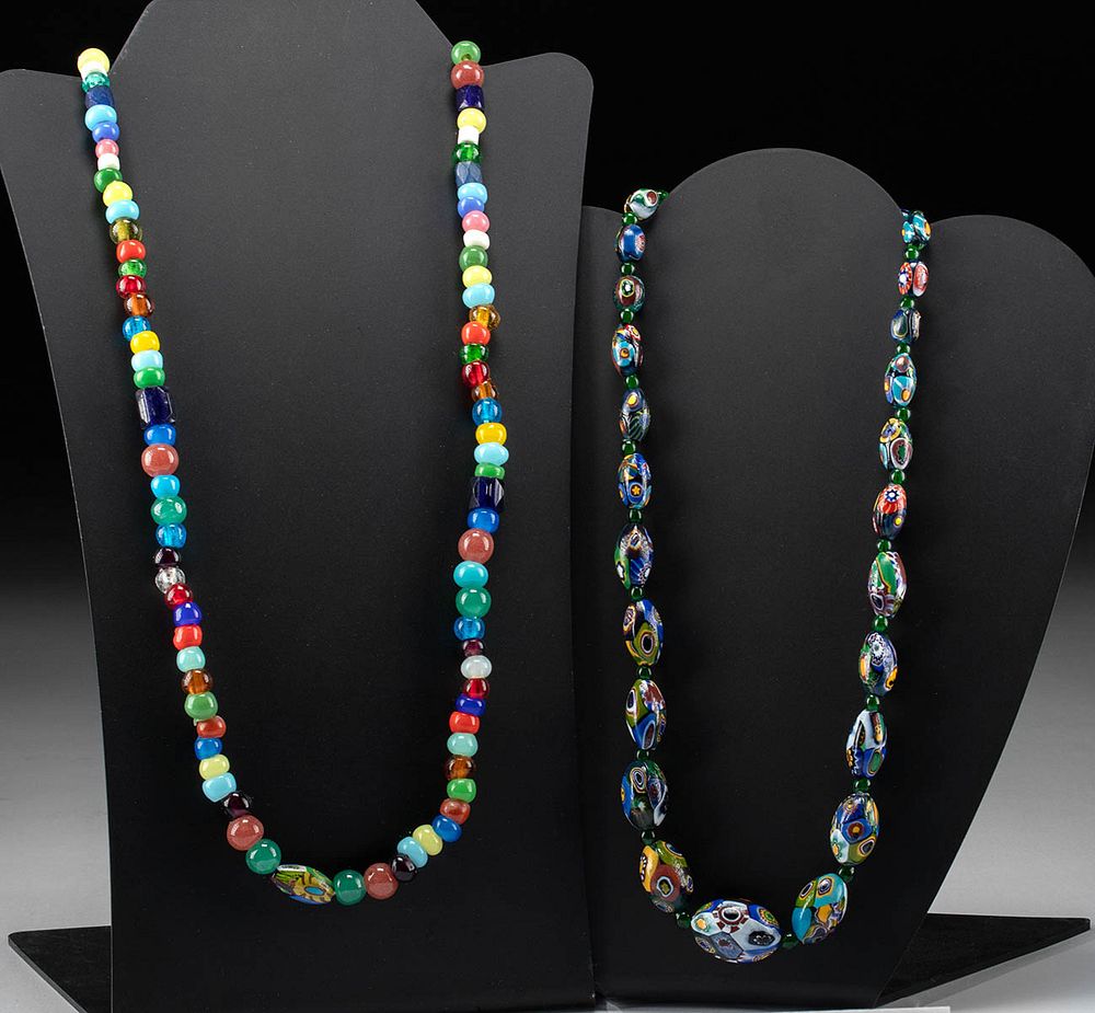 Appraisal: th C Bohemian th C Venetian Glass Bead Necklaces Western