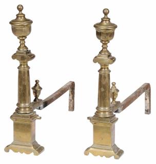 Appraisal: Pair Classical Charleston Market Brass Andirons early th century each