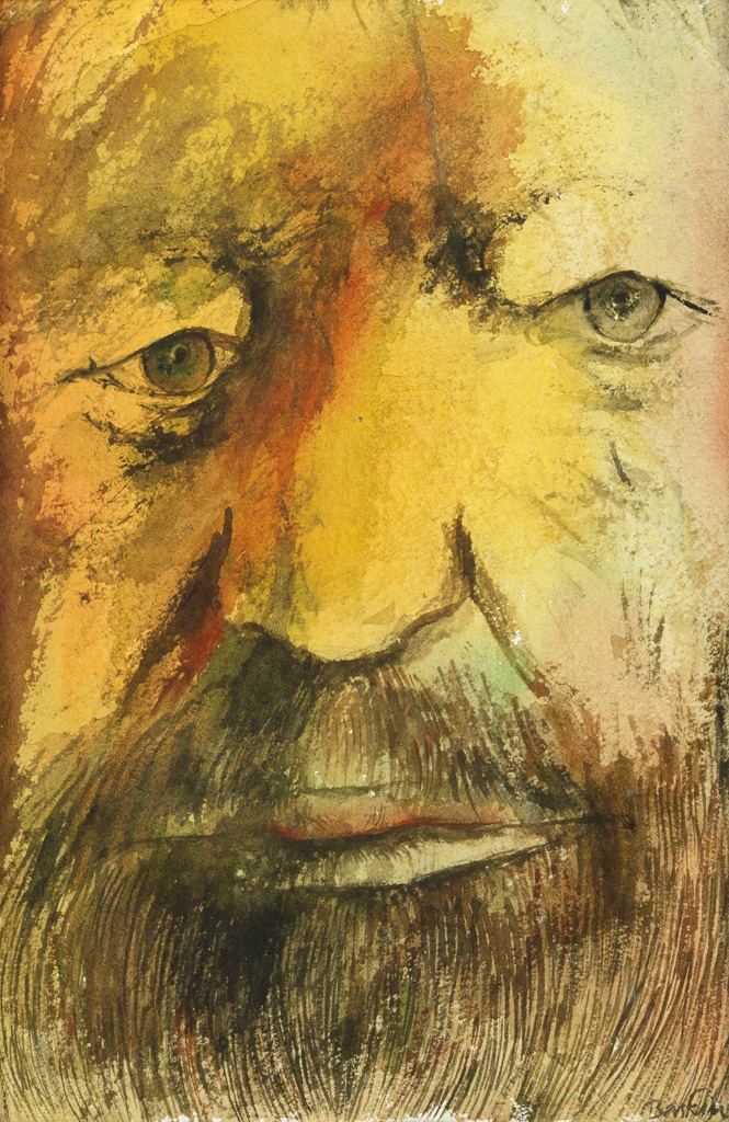 Appraisal: LEONARD BASKIN Portrait Watercolor on wove paper x mm x