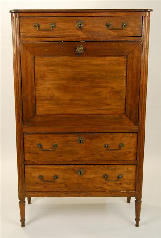 Appraisal: LOUIS XVI PROVINCIAL FRUITWOOD SECRETAIRE A ABATTANT height inches width