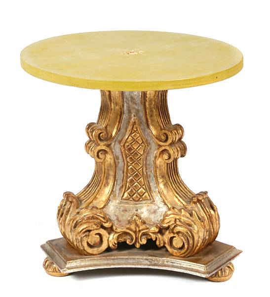 Appraisal: A pair of Baroque style gilt and silvered wood pedestals