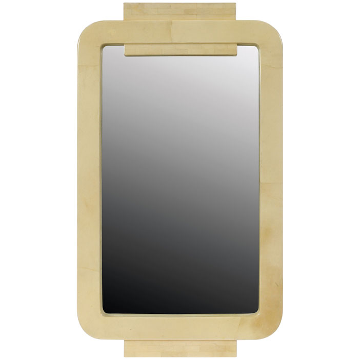 Appraisal: Goatskin mirror s rectangular form with rounded corners and block