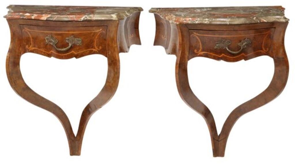 Appraisal: pair Italian Louis XV style mahogany wall brackets th c