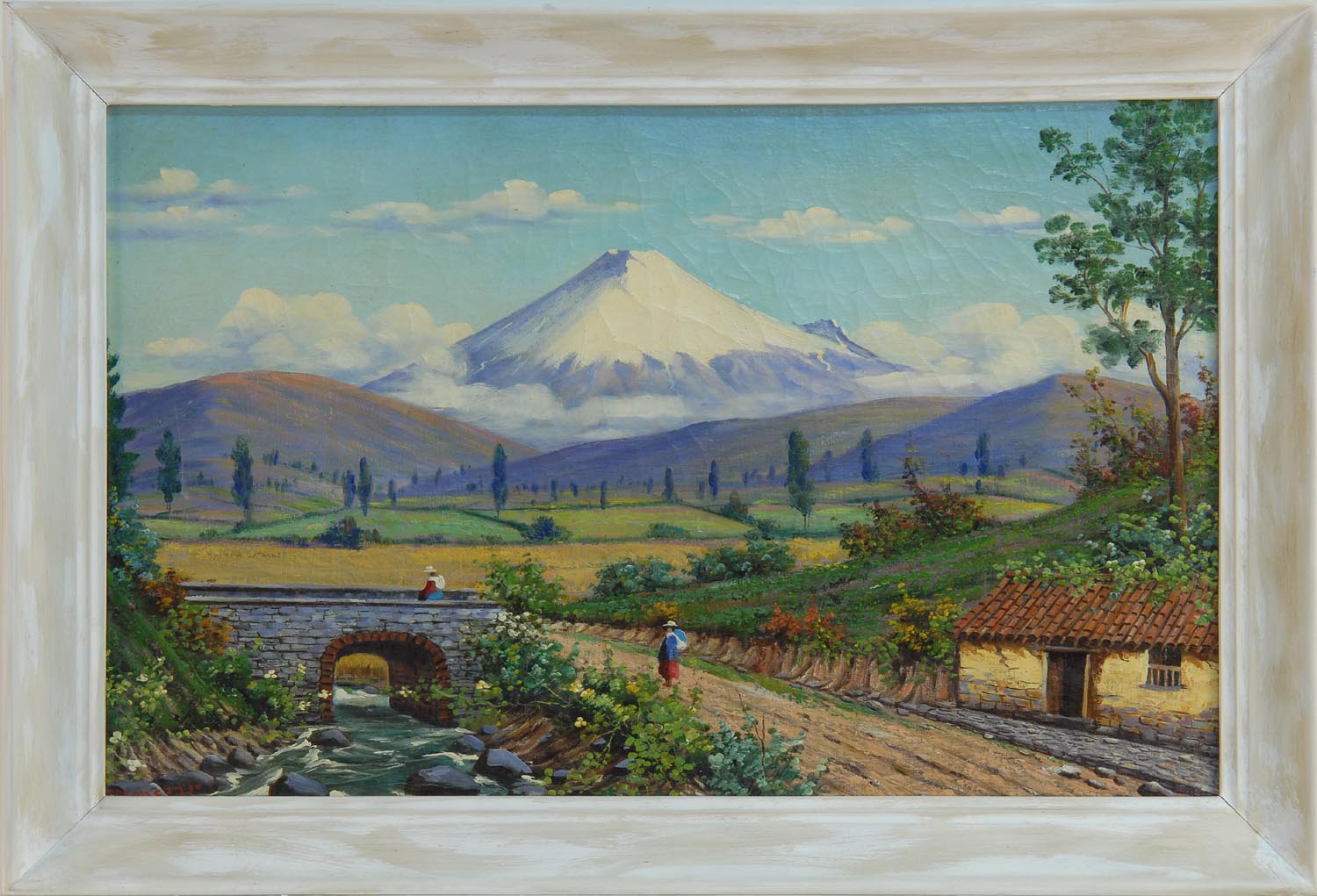 Appraisal: FRAMED PAINTING EMILIO MONCAYO Ecuador - Impressionist Ecuadorian landscape with