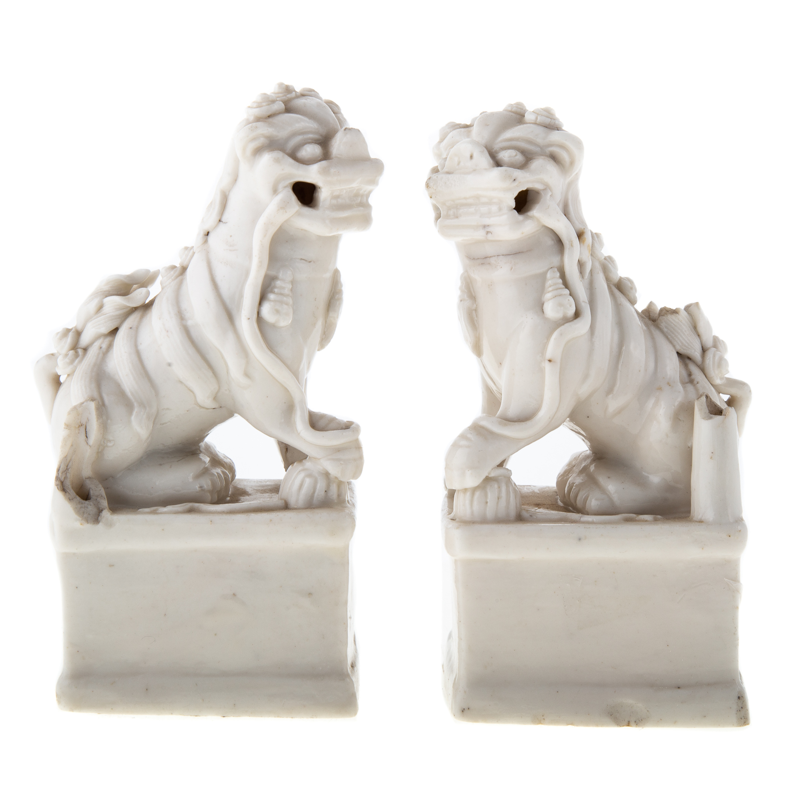 Appraisal: PAIR OF CHINESE BLANC DE CHINE FOO DOGS Mid- th