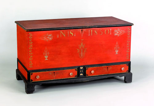 Appraisal: Soap Hollow Pennsylvania painted dower chest dated attributed to John