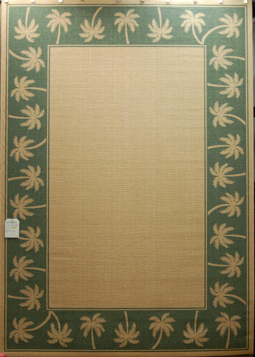 Appraisal: SISAL RUG WITH PALM DESIGN beige ground with green border