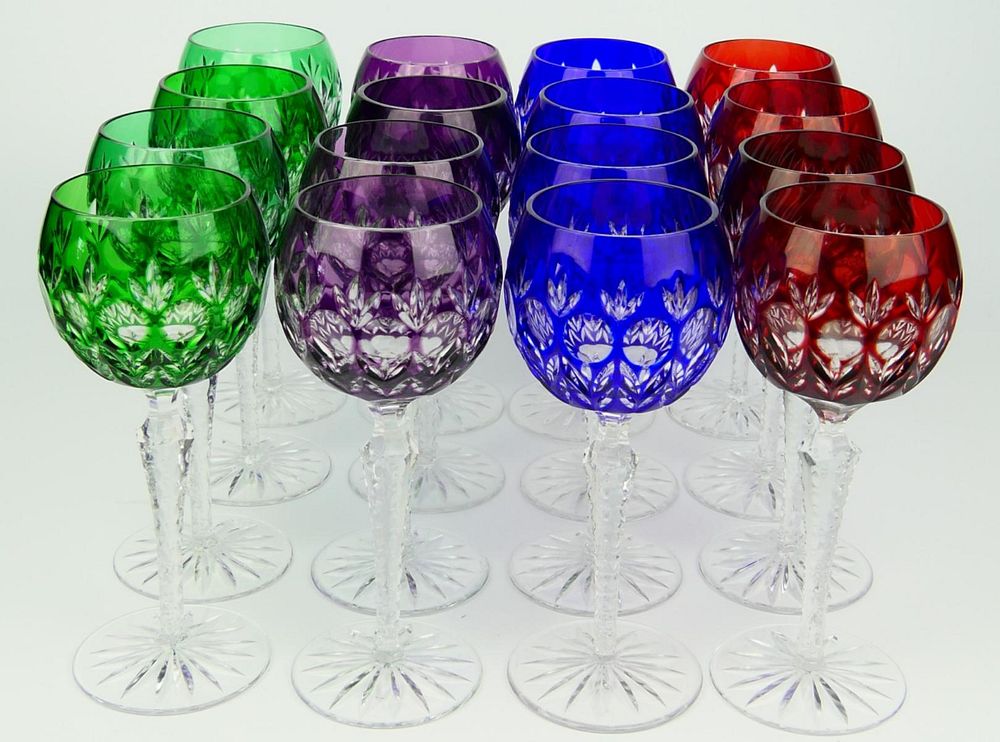 Appraisal: SET OF VTG BOHEMIAN CUT TO CLEAR WINE GLASSES Each