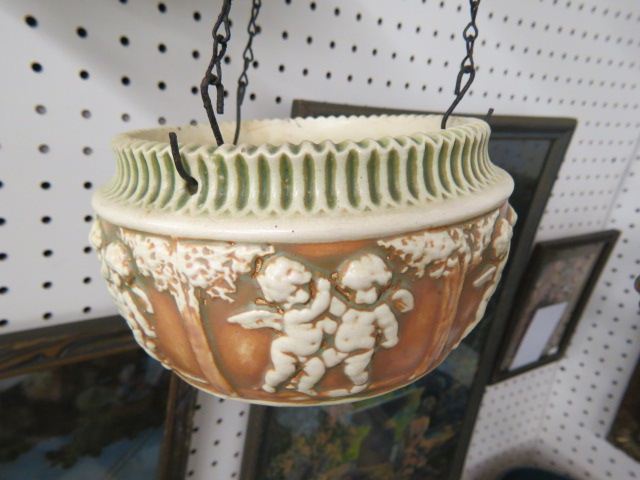 Appraisal: Roseville Pottery Donatello Hanging Planter diameter deep excellent