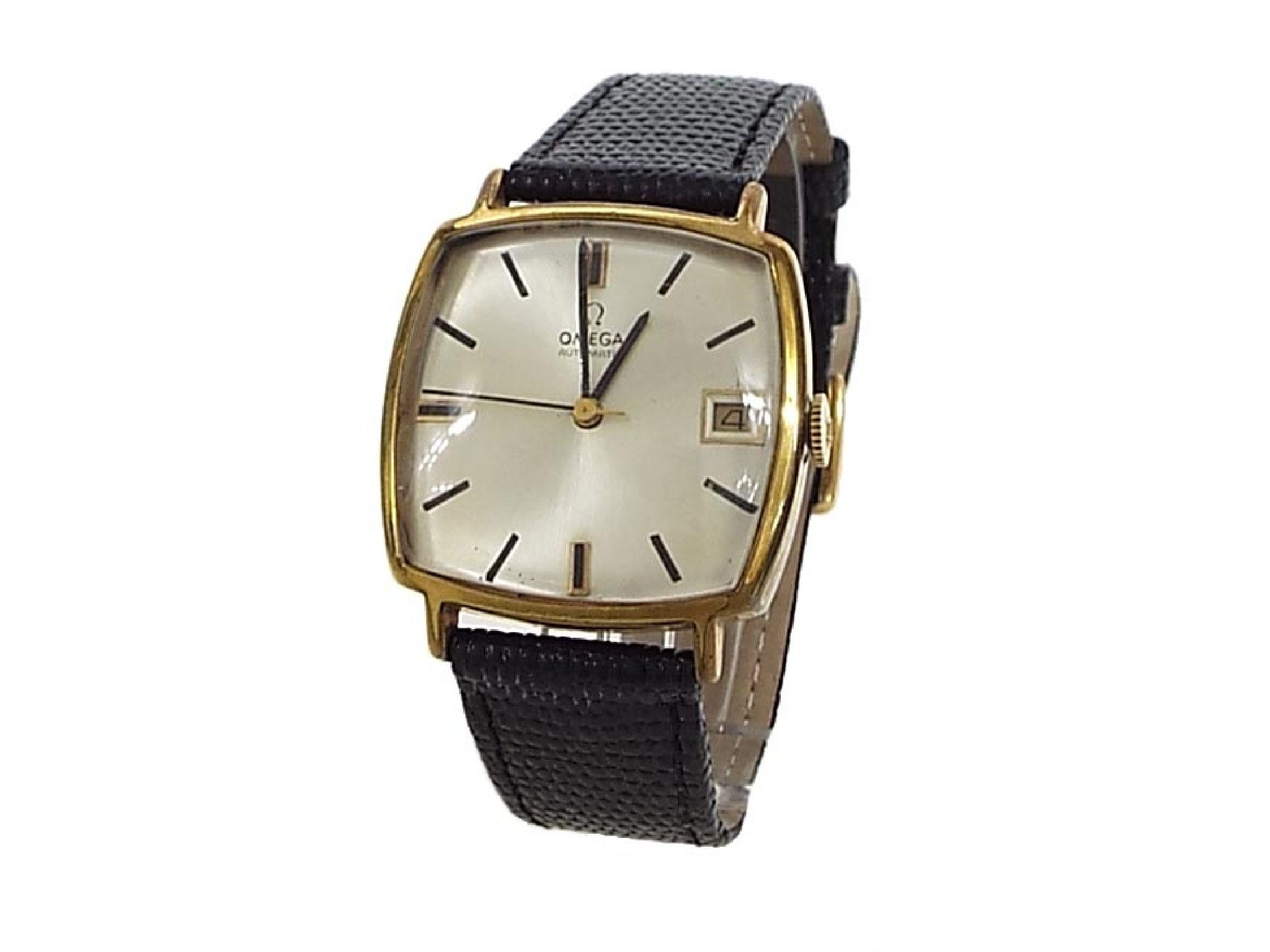 Appraisal: Omega square cased gold plated gentleman's wristwatch circa the silvered