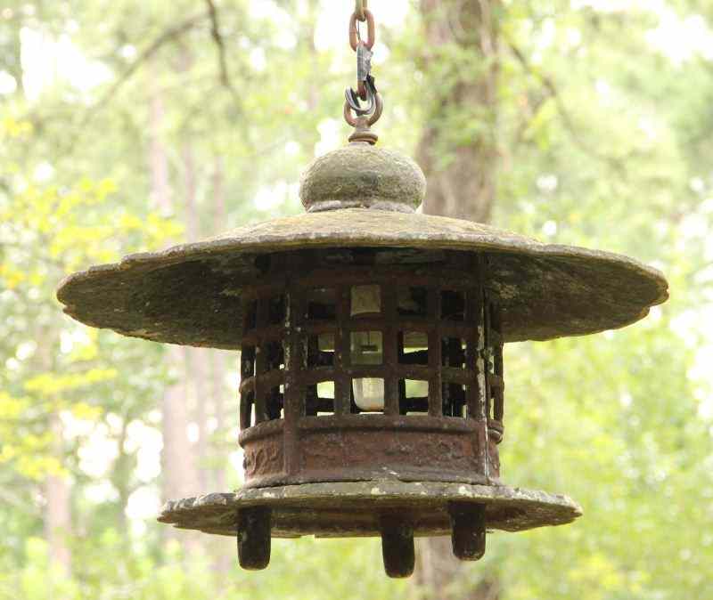 Appraisal: Cast Iron Pagoda Garden Lanternhanging form wired for electricity Approximately