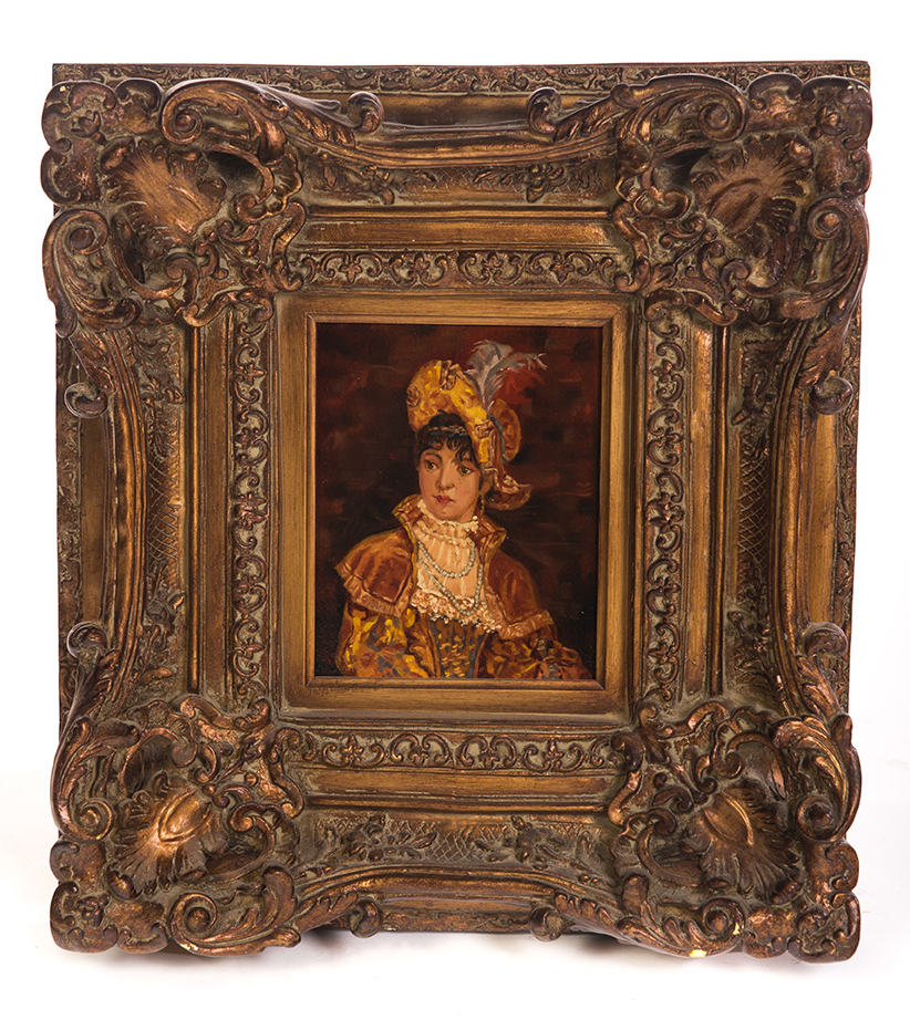 Appraisal: FRAMED OIL ON ACADEMY BOARD OF A LADY European ca