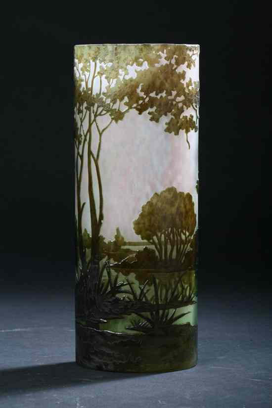 Appraisal: DAUM NANCY CAMEO GLASS VASE Circa Daum Nancy and Croix