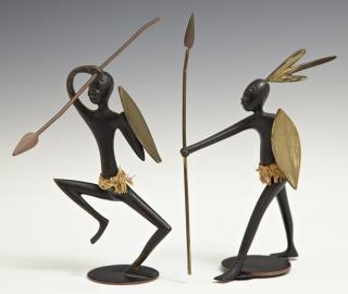 Appraisal: Franz Hagenauer - Pair of Patinated and Gilt Bronze Figures