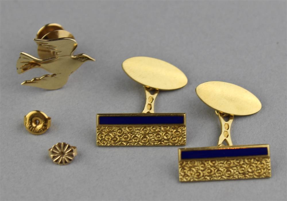 Appraisal: K YELLOW GOLD CUFFLINKS GOLD EARRING FRICTION BACKS AND K