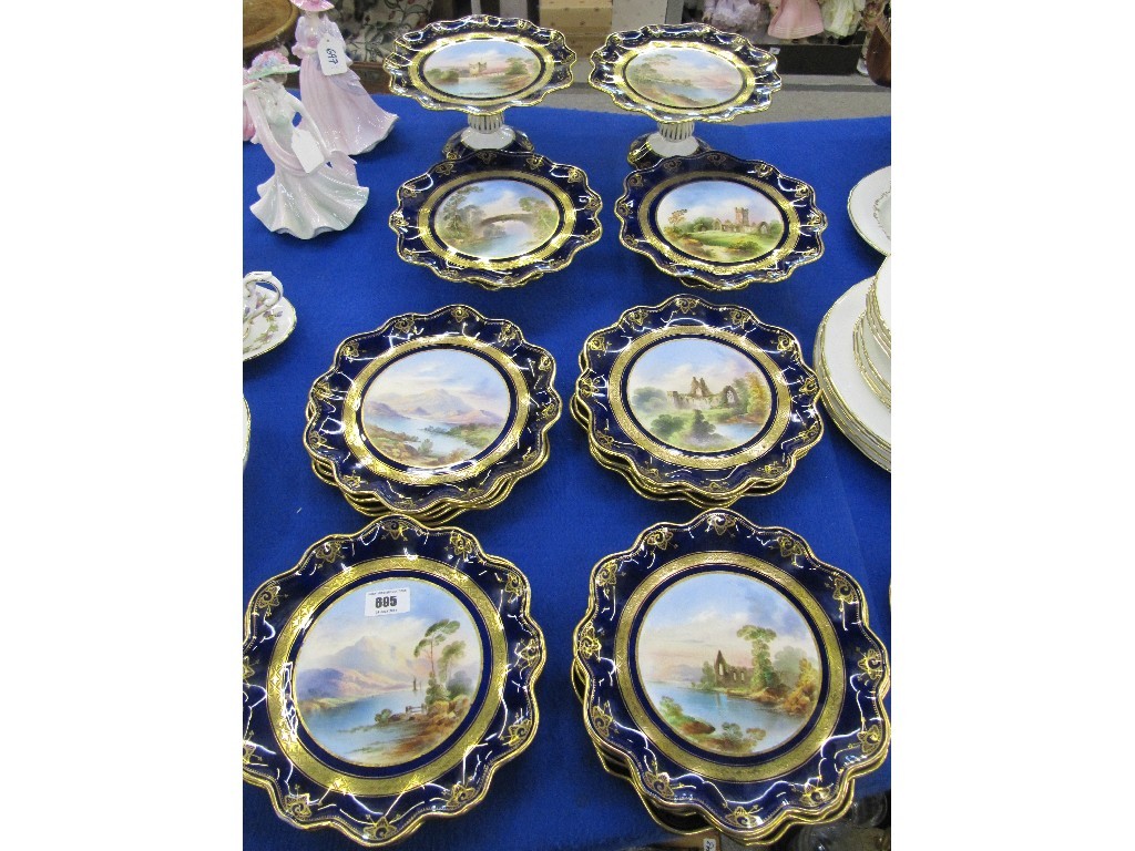 Appraisal: English porcelain dessert service painted with views of castles and