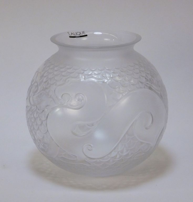 Appraisal: Lalique French Crystal Glass Xian Dragon Vase France th Century