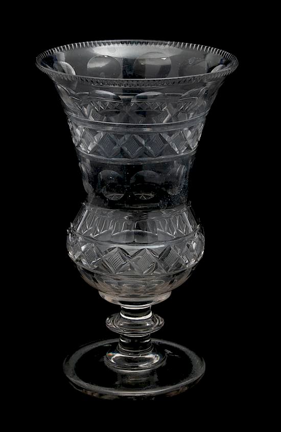 Appraisal: An English Cut Glass Footed Vase Height inches An English