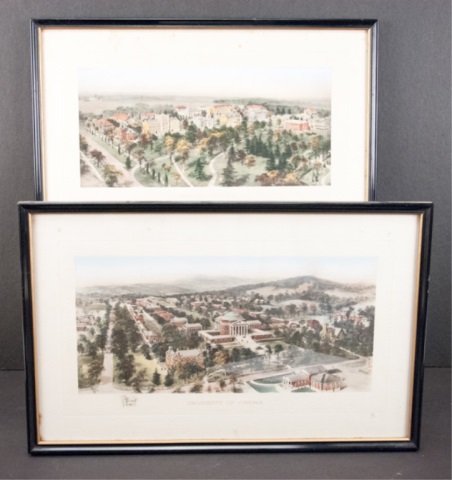 Appraisal: Two Lithographs UVA and Hamilton College H x W frame