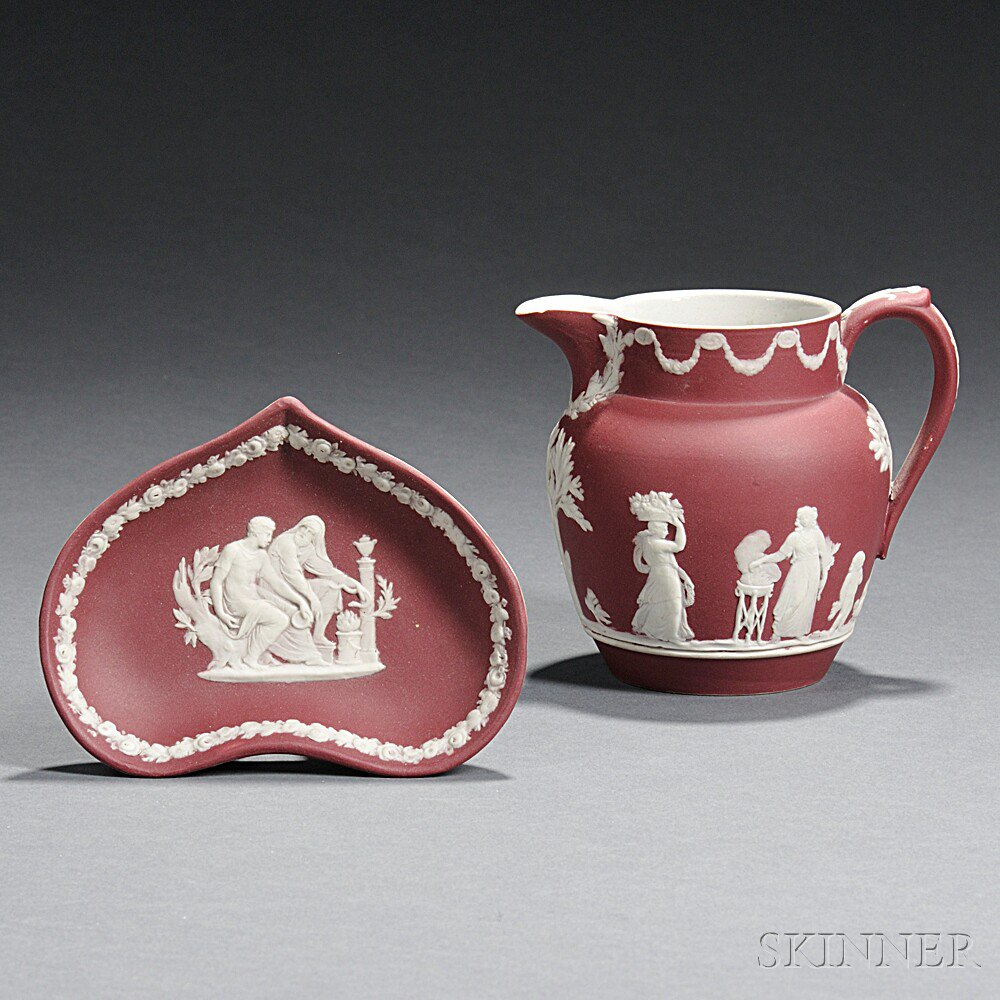 Appraisal: Two Wedgwood Crimson Jasper Dip Items England c each with