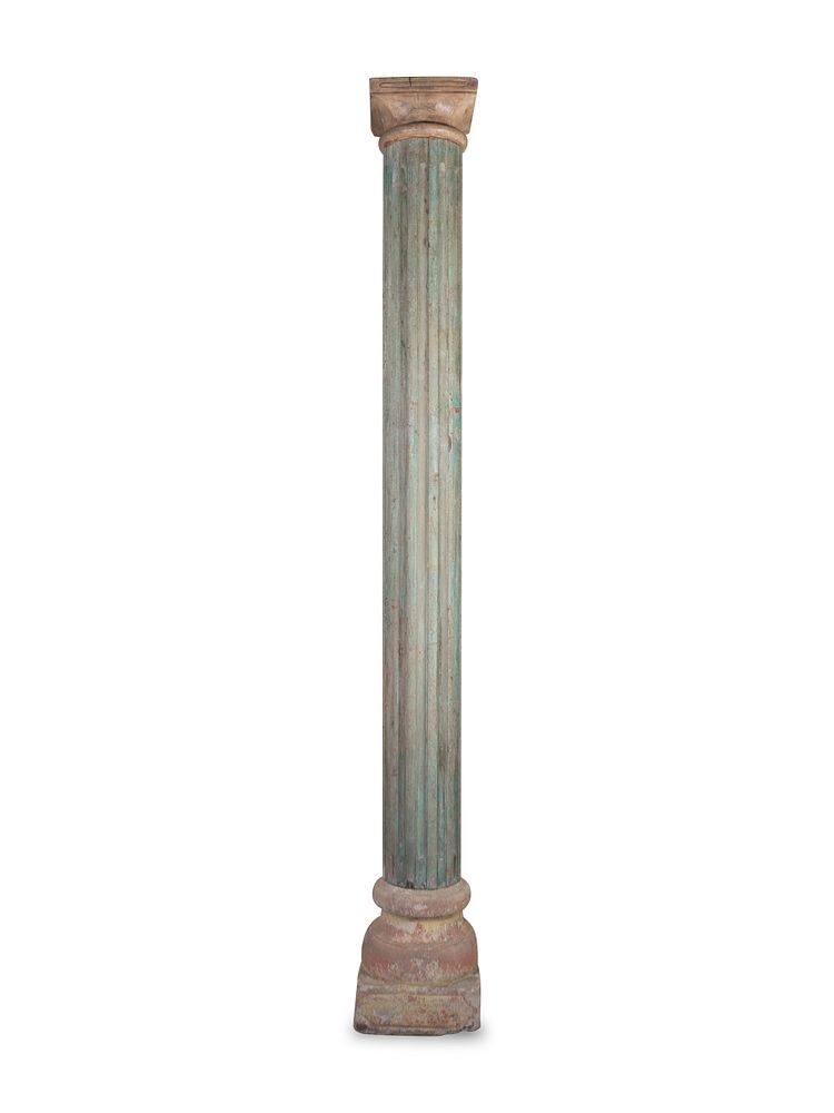 Appraisal: A Pair of Anglo-Indian Green-Painted Wood Architectural Columns Height x